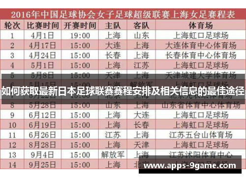如何获取最新日本足球联赛赛程安排及相关信息的最佳途径