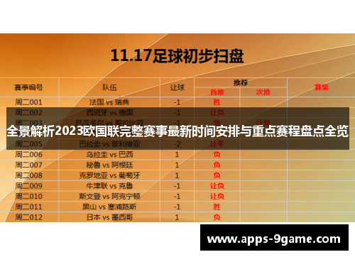 全景解析2023欧国联完整赛事最新时间安排与重点赛程盘点全览