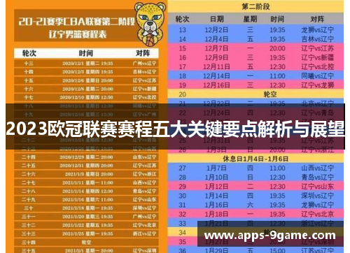 2023欧冠联赛赛程五大关键要点解析与展望